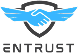 Blue handshake logo with word "ENTRUST".